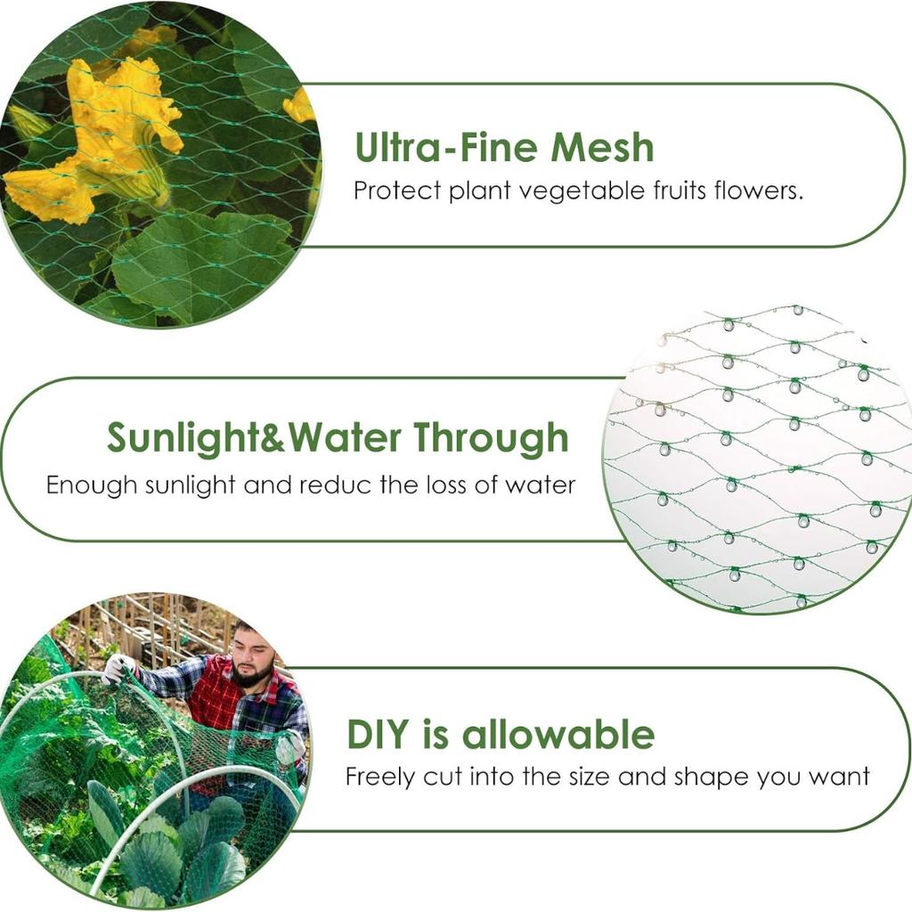 Garden Netting Anti Bird Net, Heavy Duty Polyethylene Woven Mesh Fruit Trees Grapes Plants, Durable Stretch Fencing Garden Net