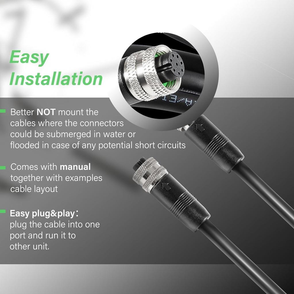 Ethernet Cable AS EC 5E for Humminbird, Fit for SOLIX, Helix G2N, Helix G1, Onix, ION, 1100, 900, 800, 700 Series (720073-6)