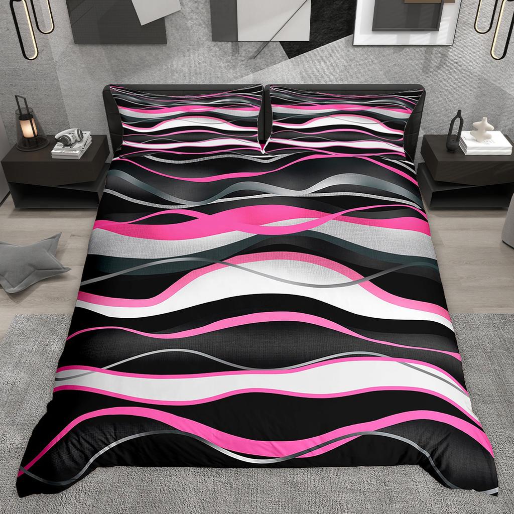 Comforter Homewish Contemporary Geometric Abstract Stripe Bedding Set Wave Lines Plaid Checkered Comforter Set