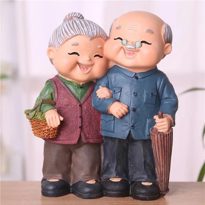 Статуя для пары на всю жизнь, пожилая годовщина, памятная статуя, скульптура из смолы, коллекция пар, украшение для рабочего стола на День святого Валентина, свадьба