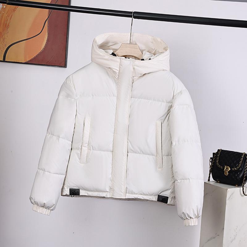 Женская куртка пуховик однотонная с капюшоном 2025 Новый год короткая холодостойкая куртка-хлеб студентка корейская стеганая куртка