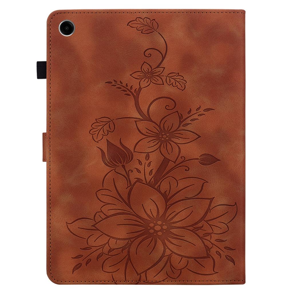 Чехол для Samsung Galaxy Tab A11+ с оттиском лилии, слотами для карт, кожаная обложка для планшета