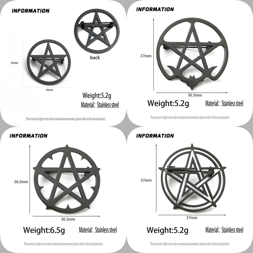 Pentagram series stainless steel brooch, symbolizing the positive energy of warding off evil, symbol of cultural lapel jewelry.