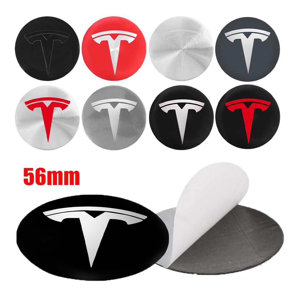 4Pcs 56mm Car Wheel Center Hub Caps Badge Sticker Accessories For Tesla Model 3 Roadster Model Y Model S Model X Cybertruck Semi
