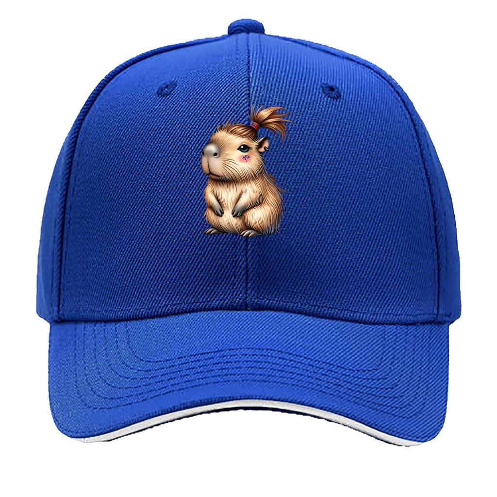 Cute Standing Capybara Ponytail Cartoon Animal Illustration Sandwich Baseball Cap Unisex Women Sun Cap Outdoor Workouts Hat