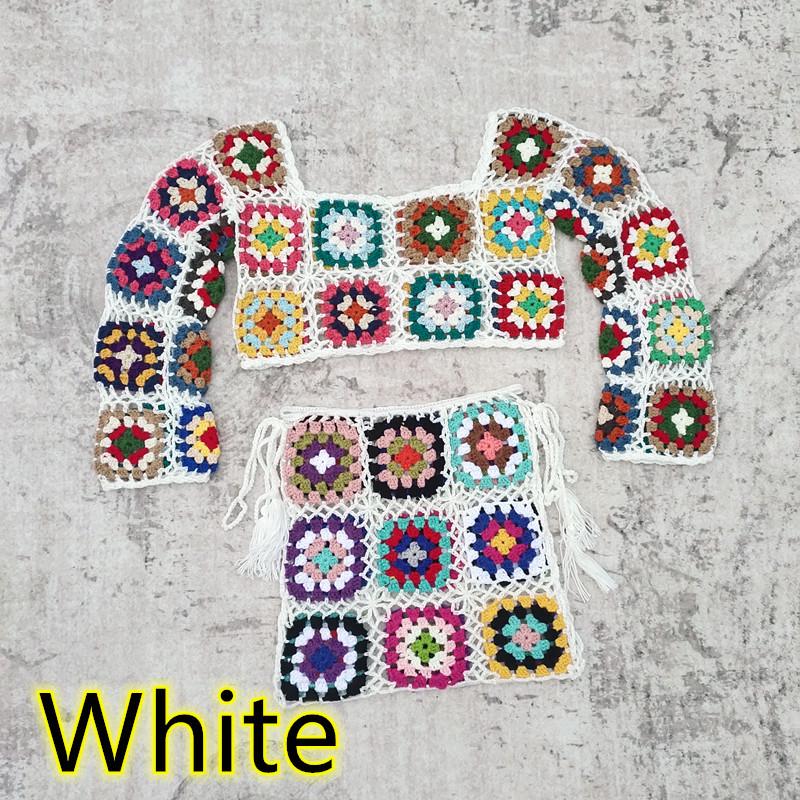 Вязаный крючком купальник бикини и мини-юбка ручной работы