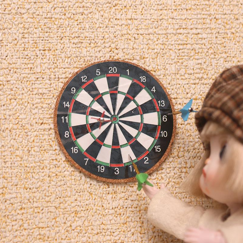 1Set 1:12 Dollhouse Miniature Darts Frisbee Sports Toys Set Mini Darts Frisbee Sports Set Model Home Outdoor Scene Accessories