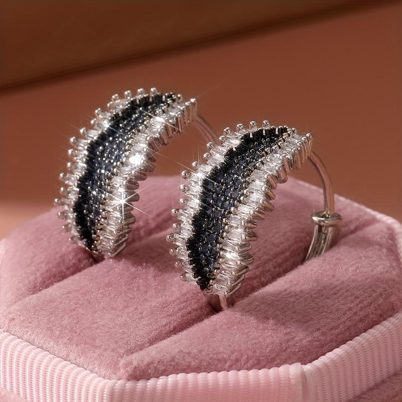 Блестящие квадратные серьги-кольца с кубическим цирконием, обернутые синим цирконием, женские, благородные и элегантные, для помолвки и свадебной вечеринки