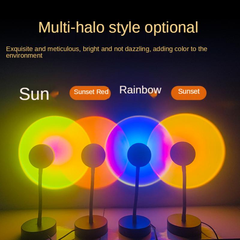 Свет заката RGB Проекционный свет Кафе Атмосфера Живая съемка Красота Видео Фоновое освещение Радужный светодиодный свет заката