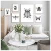 Insect Illustration Black And White Wall Art Canvas Painting Hand Drawn Bugs Insect Posters And Prints Wall Pictures Home Decor No Frame