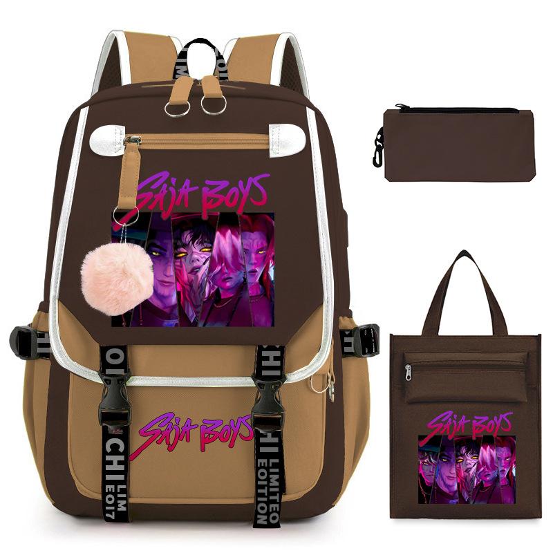 K-Pop Anime Cartoon Printed Student Casual Backpack Trend Tote Bag Pencil Case Set