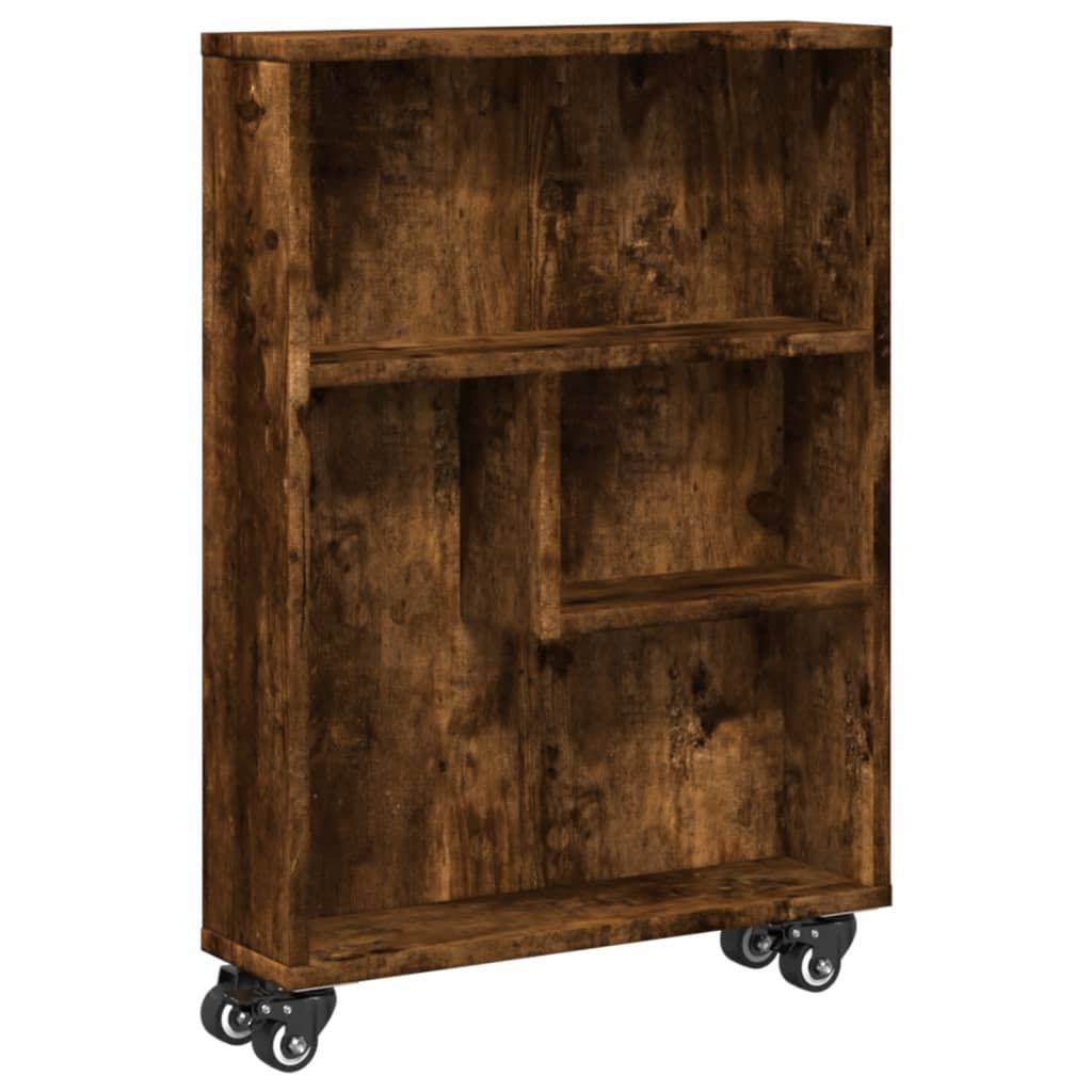 Narrow Storage Cart Smoked Oak 48x13x68cm Engineered Wood