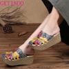 Fashion GKTINOO 2025 Summer New Hollow Out Handmade Shoes Women Slides Genuine Leather Cover Toes Flower Female Platform Wedges Slippers
