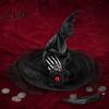 Witch Hat for Halloween Women, Gothic Spider Web Mesh Skeleton Hand Comic Convention Accessories Rose Flower Wizard Costume, Cosplay Party Costume