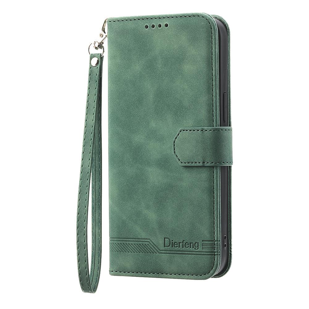 DIERFENG DF-03 Leather Case For Honor X5c Plus 4G / X5c 4G / Play10A 4G Lines Imprint Wallet Phone Cover with Wrist Strap