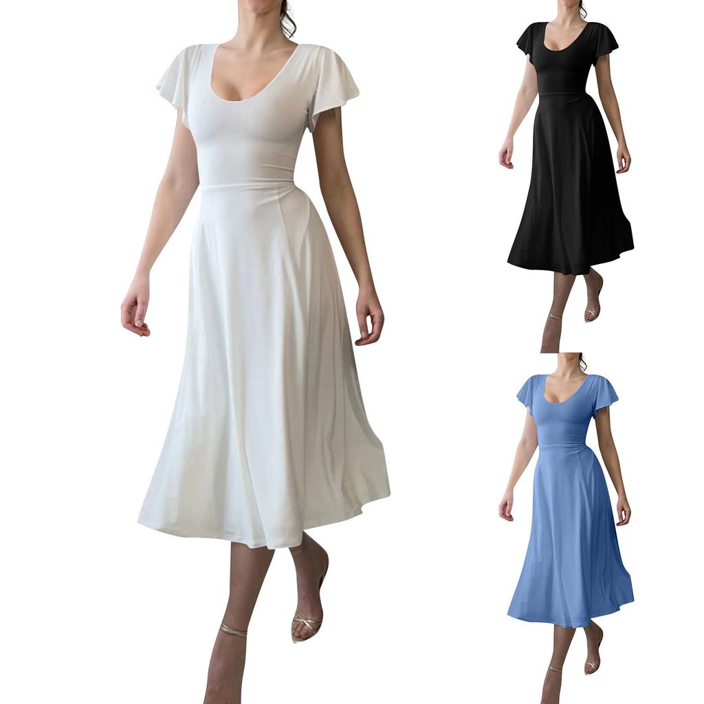 Women's Camisole Dress Sexy Cocktail Dresses For Women Evening Party Elegant Strappy Square Collar Flying Sleeve Dress