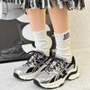 Женские кроссовки на толстой подошве, весенние новинки, кожаные дышащие сетчатые вставки, модные повседневные спортивные туфли с неглубоким вырезом