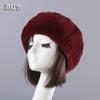 Imitation fur thin hat no empty top hat thermal hat ring head cover travel rabbit hair short plush brimless hat female white