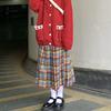 Рождественская радужная клетчатая шерстяная плиссированная юбка японская узкая юбка с высокой талией милая винтажная мода Faldas Para Mujeres