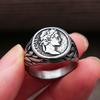 Men's Vintage Roman Empire Caesar Rings Stainless Steel /Gold Color Coin Caesar Head Signet Men Rings Fashion Jewelry Gift