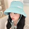 Korean Striped Bucket Hat Wide Brim Women's Sun Caps Ins Striped Fisherman Hat  Travel