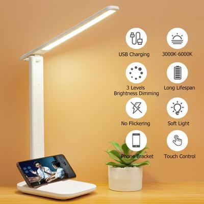 Настольная лампа USB Touch Dimmable Night Light Складная студенческая общежитие чтение Защита глаз спальня светодиодная настольная лампа USB зарядка