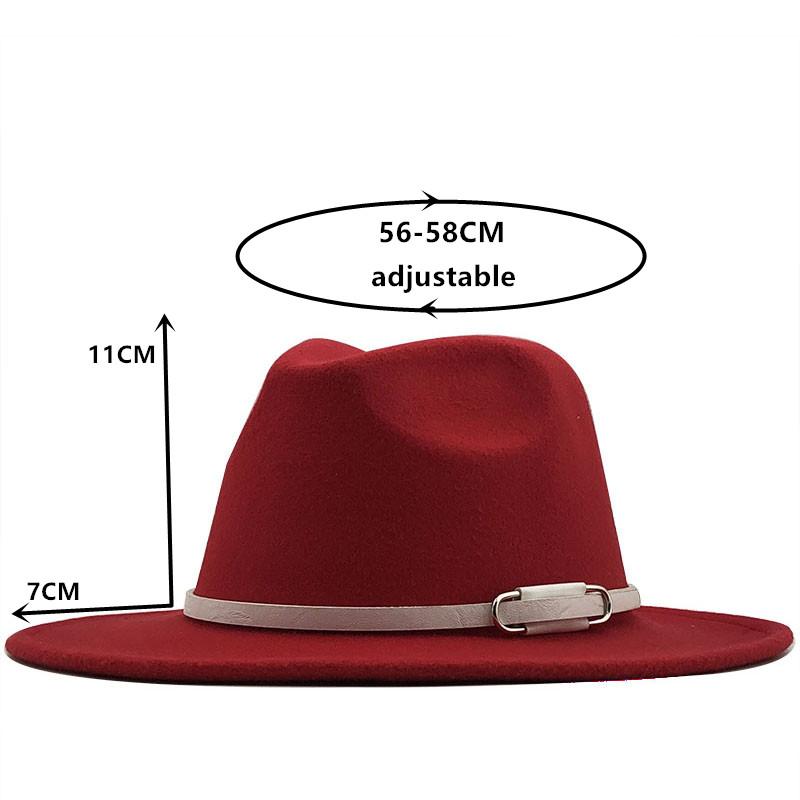 Новинка 2020 года, продажа, женская и мужская шерстяная фетровая шляпа трилби, декор с поясом, ретро шляпа-котелок, панамский стиль, джазовая шляпа-федора L/XL