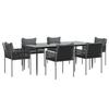 VidaXL 7-piece Garden Dining Set Cushions Wicker Steel, Dining Set, Outdoor Dining Set, 3187063