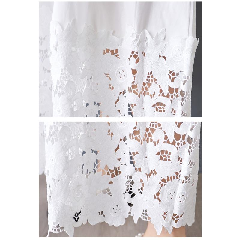 Dimanaf 2025 Женские летние юбки больших размеров Винтажные эластичные плиссированные элегантные кружевные юбки Новые с высокой талией