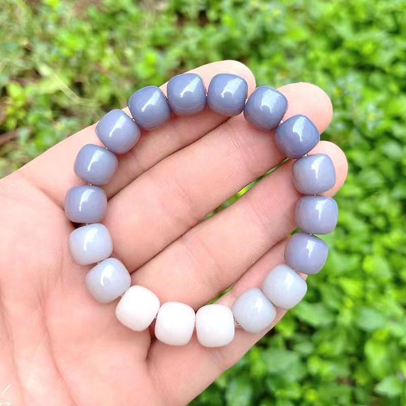 Браслет с градиентом из корня бодхи и нефрита - Украшение из натуральных хрустальных бусин для девочек