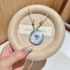 Cat Eye Stone Peace Pendant Necklace for Women, Chinese Style Round Pendant, Adjustable Chain, Blessing Gift