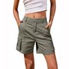 Women Cargo Shorts Knee Length Elastic Waist Long Shorts Pants Summer Casual Streetwear