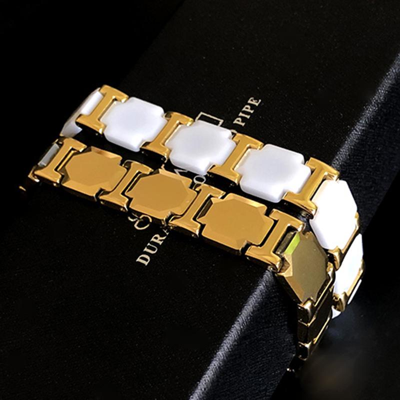 Керамический браслет шириной 11 мм цвета белого золота для мужчин и женщин, энергетический, с германием, терапевтический, магнитный, мужские браслеты и браслеты-манжеты