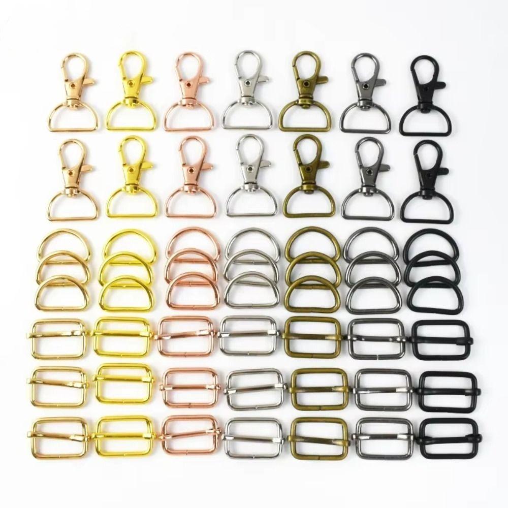 56Pcs Metal Buckles Lobster Claw Clasp Swivel Clasp Keychain Clip Hook  Strap Making