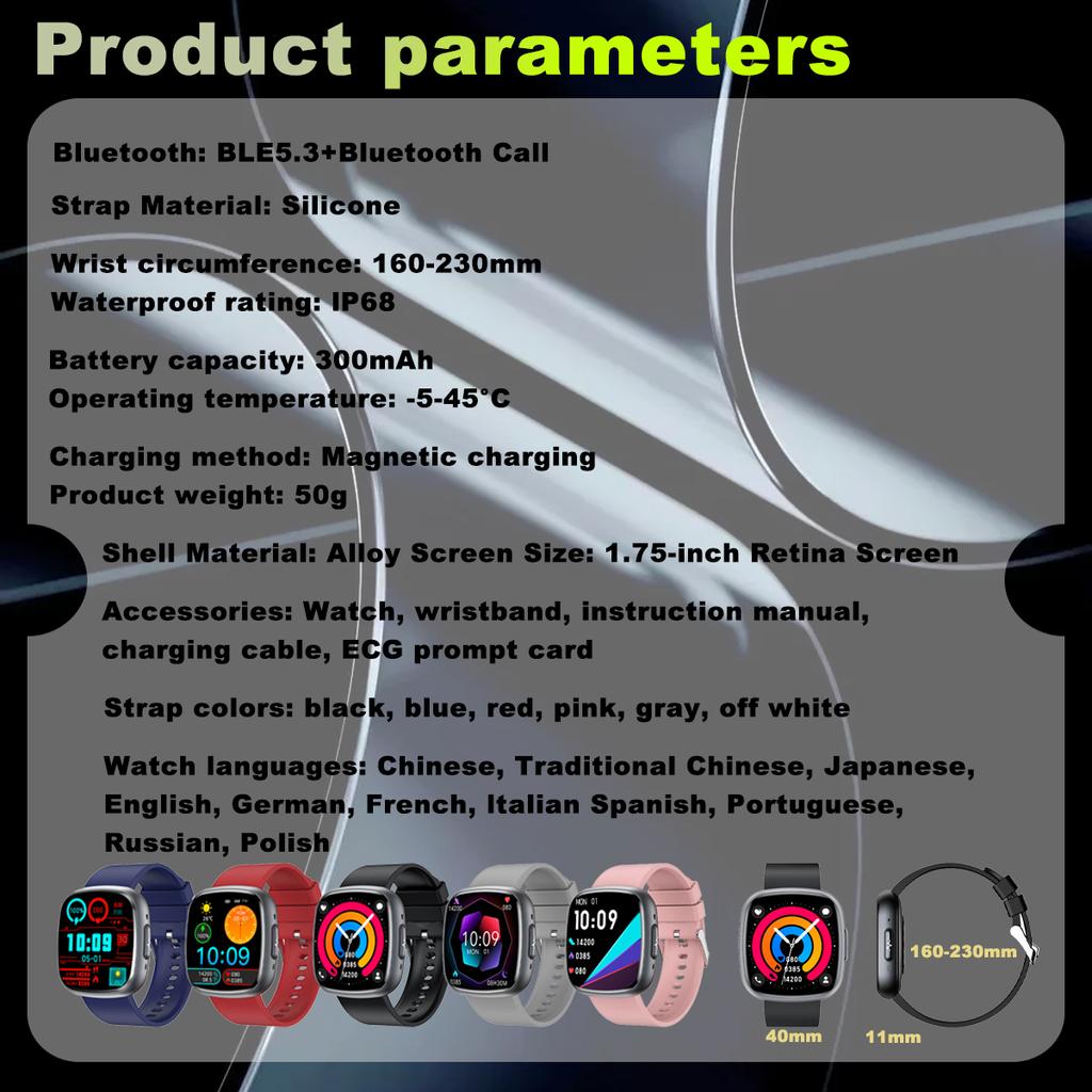 2025 Smart Watch Blood Pressure Health Monitoring ECG HRV Bluetooth Call SOS Men Women Sport Fitness Tracker Blood Oxygen Watch