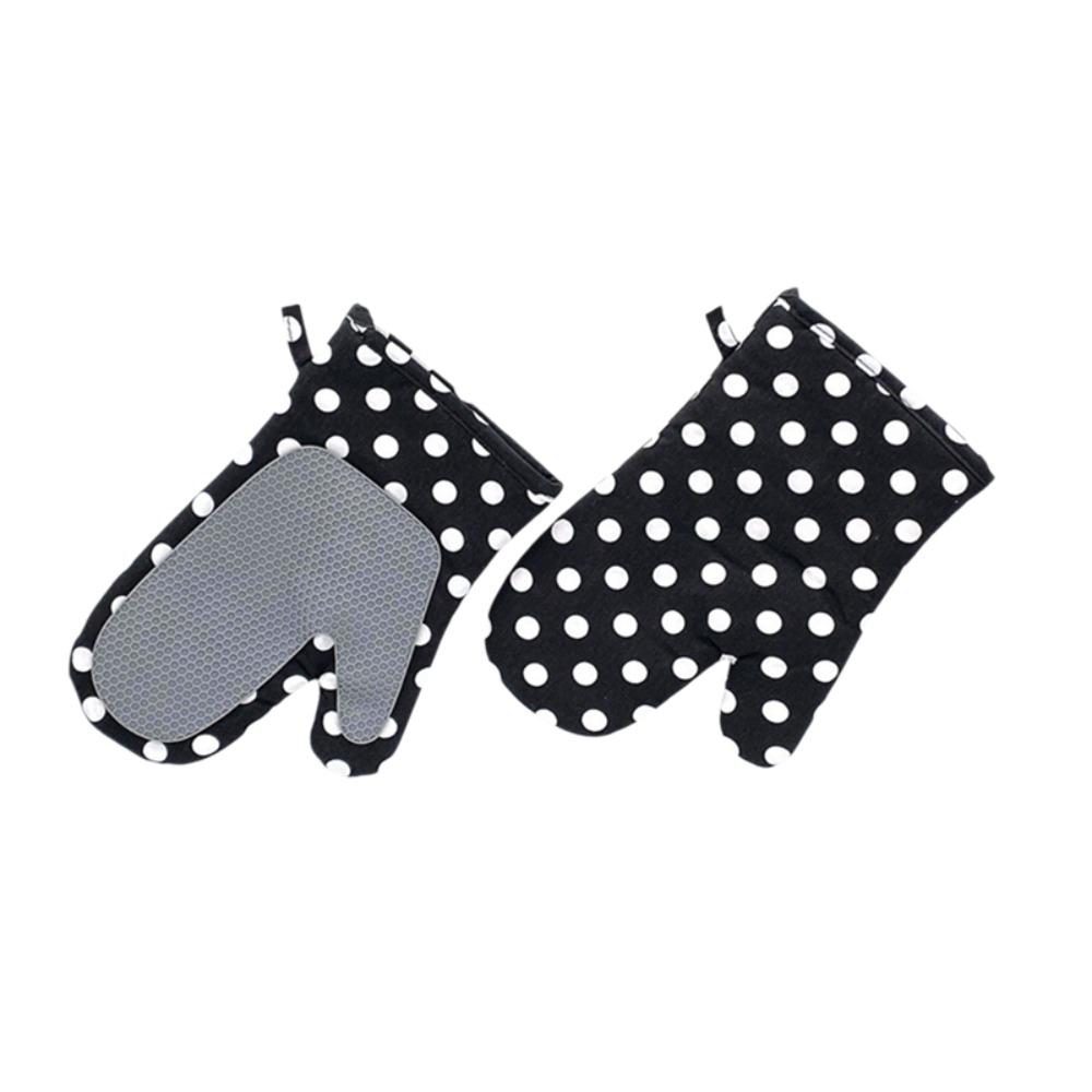 1 Pair Non-slip Kitchen Microwave Gloves Cotton Lining Heat Insulated Gloves Oven Gloves Pot Lid