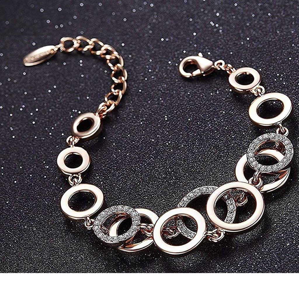 Стильный браслет из 18-каратного розового золота с кристаллами AAA для женщин и девочек