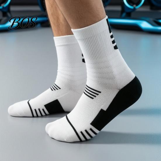 High Elastic Sport Socks 1 Pair Men's Crew Socks, Moisture Wicking Athletic Running Performance Basketball Soft Workout Casual Thin for Sports