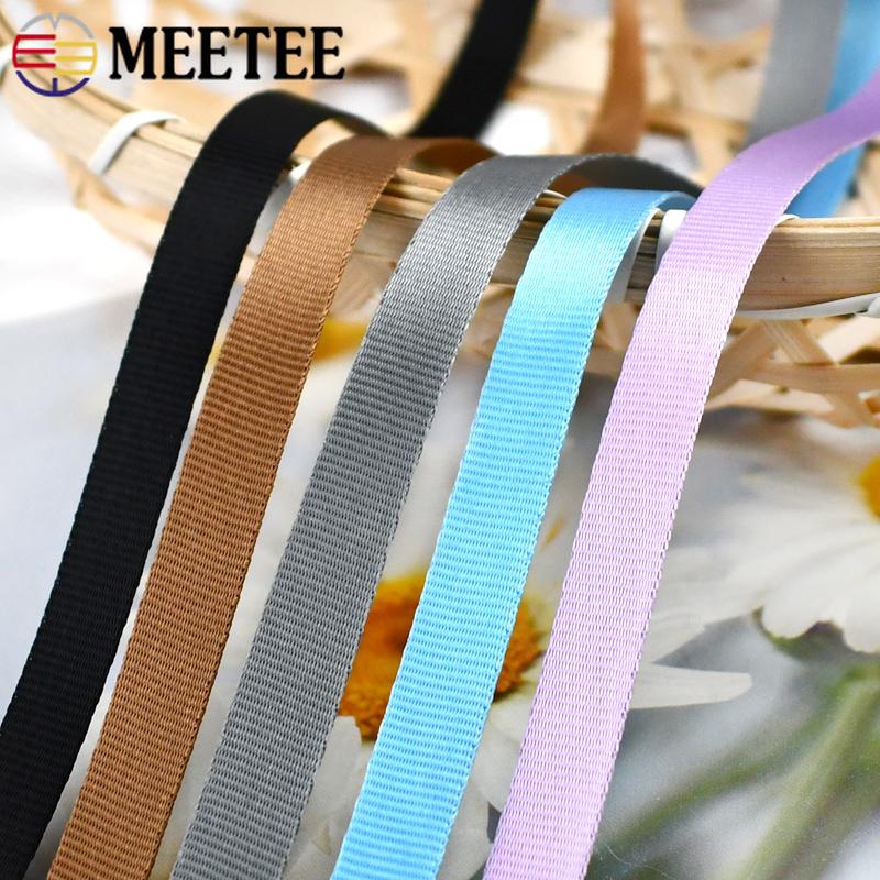 Meetee 45Meters 10-20mm Colored Nylon Webbing Tape Handbag Strap Ribbon Gift Packing Decoration Band Sewing Garment Accessories