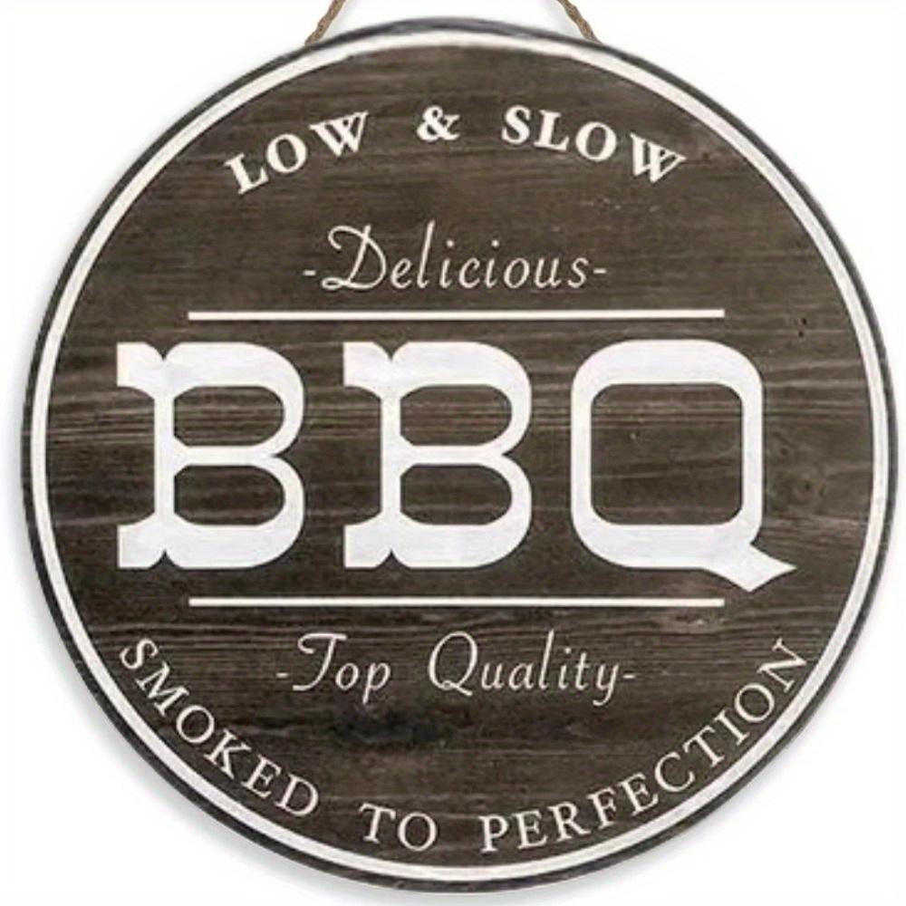 1 шт. 2d плоский круглый деревянный знак для зоны барбекю - 20 см, декоративная доска для вечеринки на открытом воздухе в стиле ретро с изображением папы-барбекю, слоган с правилами барбекю в стиле ретро, украшение для дома и гаража