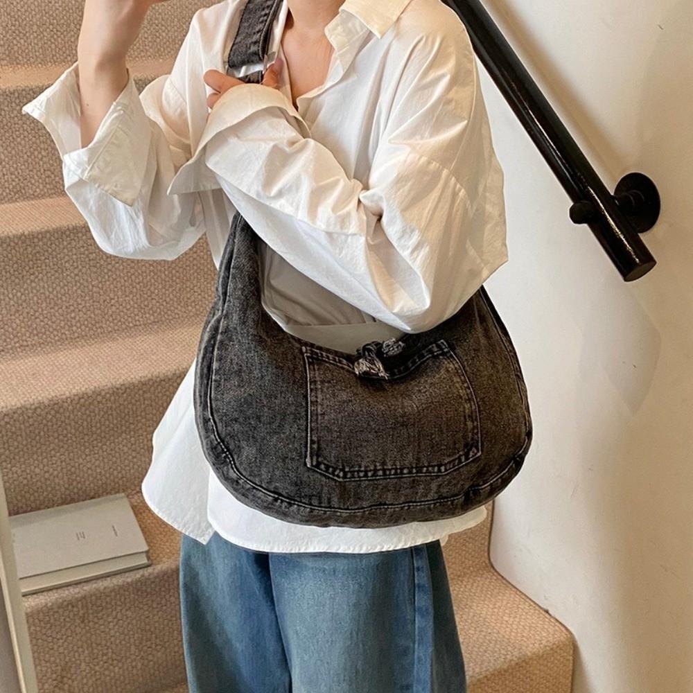 Versatile Denim Shoulder Bag Vintage Satchel Bags Casual Cross Body Bag Girls