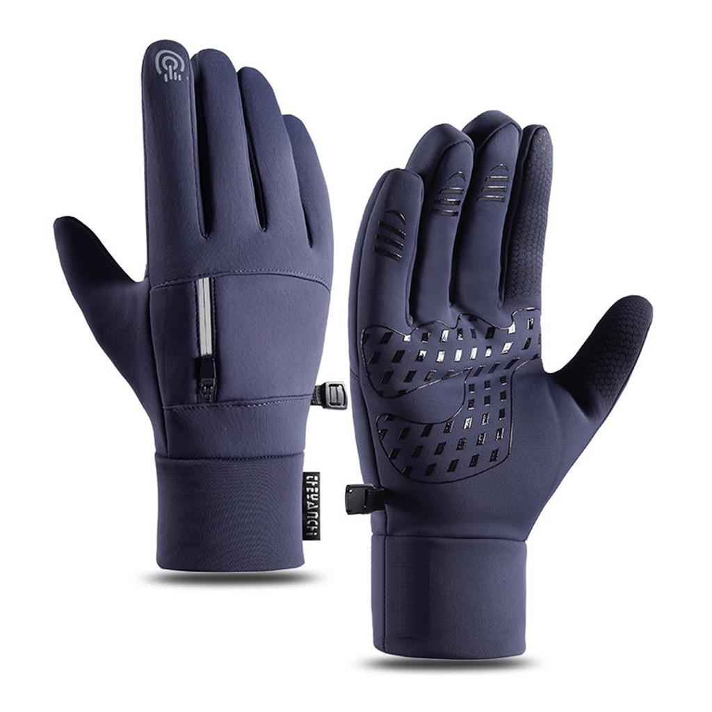 Men's Touch Screen Ski Gloves With Pocket Comfortable Soft Anti-Slip Windproof Thermal Gloves For Outdoor Hiking