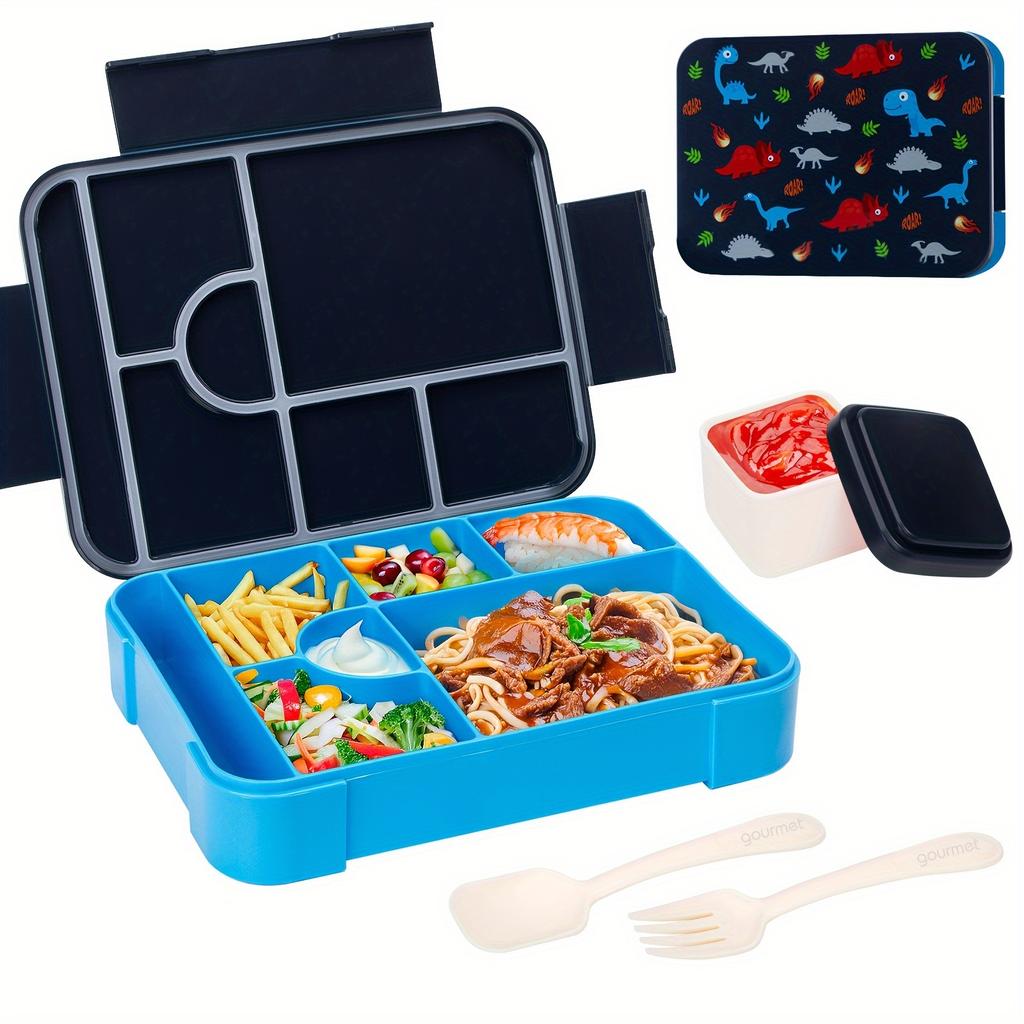 Large Capacity Bento Lunch Box Set with Leak-Proof Sealing Divided Fresh-Keeping Food Container with Fork Spoon for School Kids