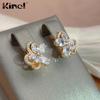 Kinel Shiny Crystal Flower Earrings For Women With 585 Rose Gold
