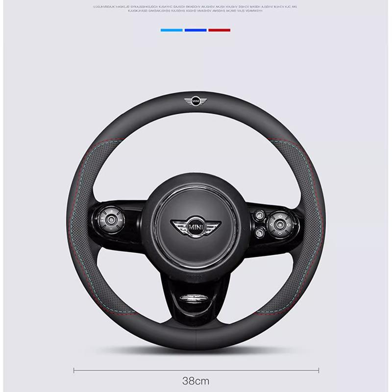 Car Steering Wheel Cover Breathable Leathe Non-Slip Protector For MINI JCW Cabrio Cooper Countryman Aceman Clubman Coupe F57