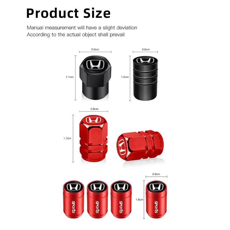 NBS4 4Pcs Metal Car Wheel Tire Valve Caps Air Stem Covers For Honda Civic FIT Accord Prelude CRV 5th City CRZ CRX Jazz HRV Insight