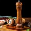 8-дюймовая ручная деревянная мельница для перца, прочная мельница для соли и перца с керамическими стержнями для помола, регулируемая степень помола для соли и специй,
