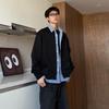 Мужская толстовка-кардиган в американском стиле с клетчатой пэчворк