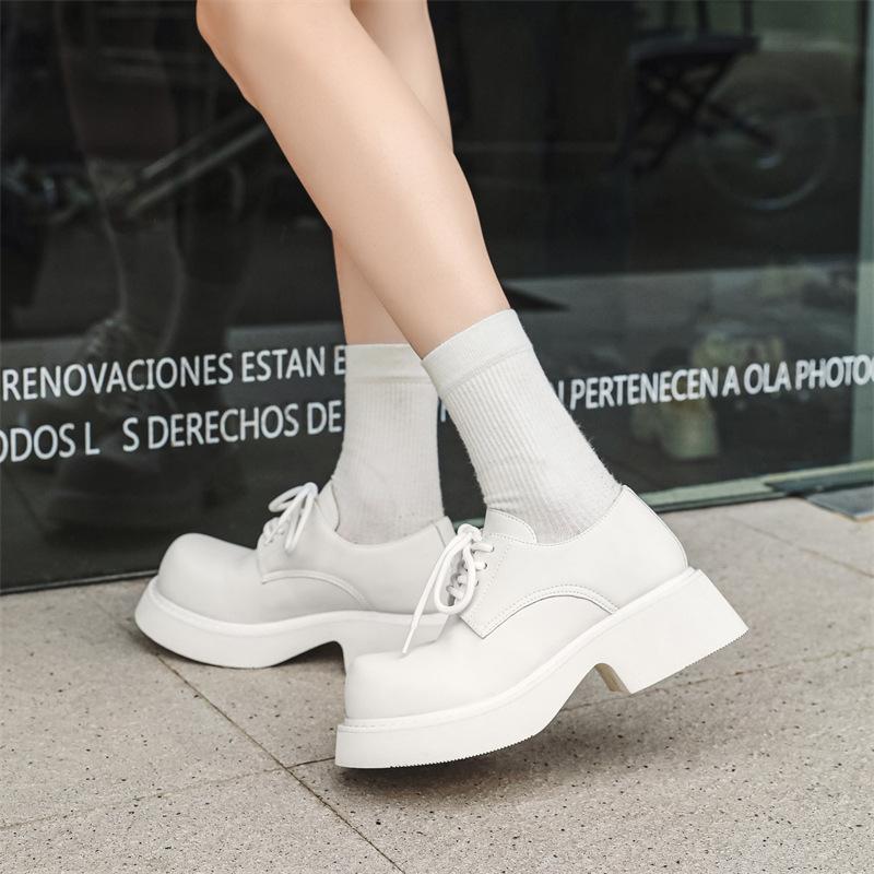 Туфли мужские на платформе, весенние и осенние, с круглым носком, на шнуровке, на среднем каблуке, рабочие, черные, маленькие кожаные туфли 9522-J