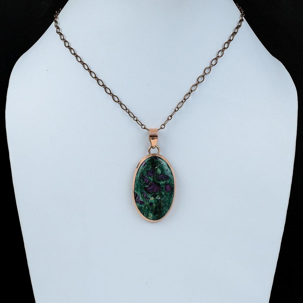 Ruby Fuchsite Pendant Copper Pendant High Quality Gemstone Jewelry Handmade Pendant Antique Copper Jewelry Pendant For Women Engagement Gift